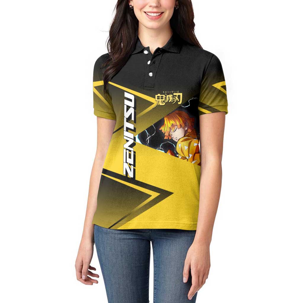 Zenitsu Agatsuma Thunder Smash Women Polo Shirt Sporty Anime Mashup Style