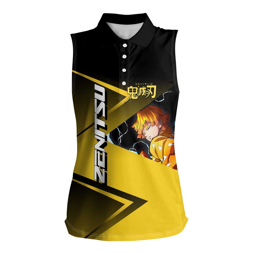 Zenitsu Agatsuma Thunder Smash Women Sleeveless Polo Shirt Sporty Anime Mashup Style