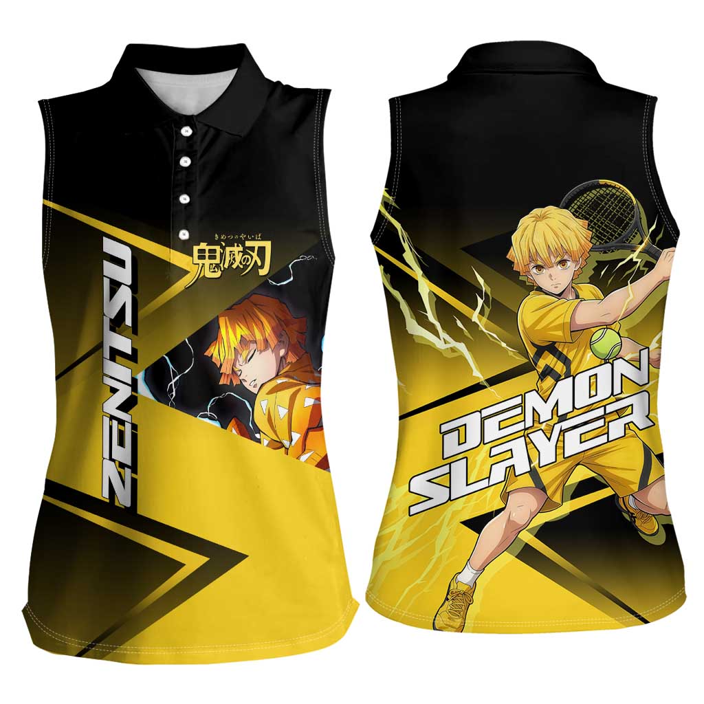 Zenitsu Agatsuma Thunder Smash Women Sleeveless Polo Shirt Sporty Anime Mashup Style