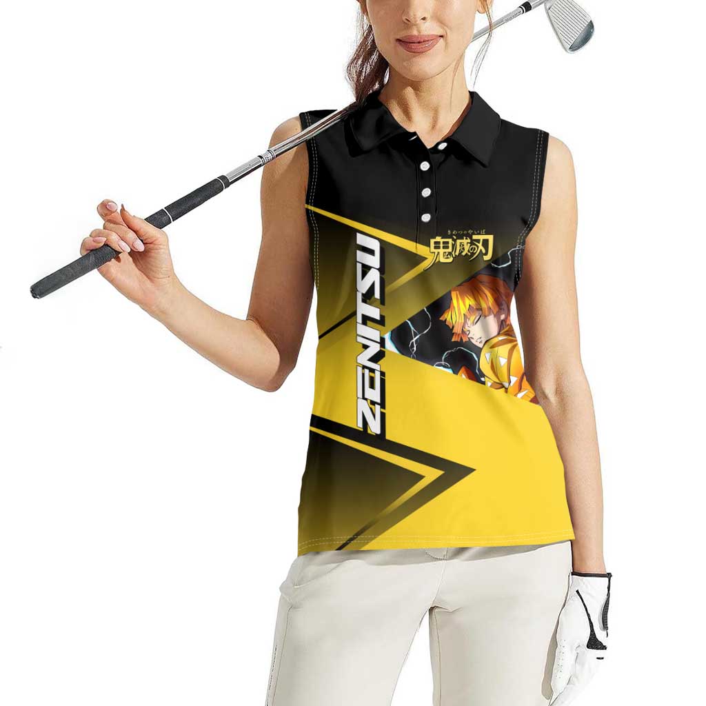 Zenitsu Agatsuma Thunder Smash Women Sleeveless Polo Shirt Sporty Anime Mashup Style