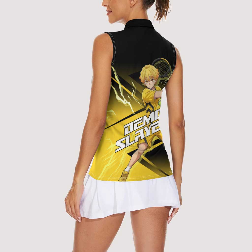 Zenitsu Agatsuma Thunder Smash Women Sleeveless Polo Shirt Sporty Anime Mashup Style