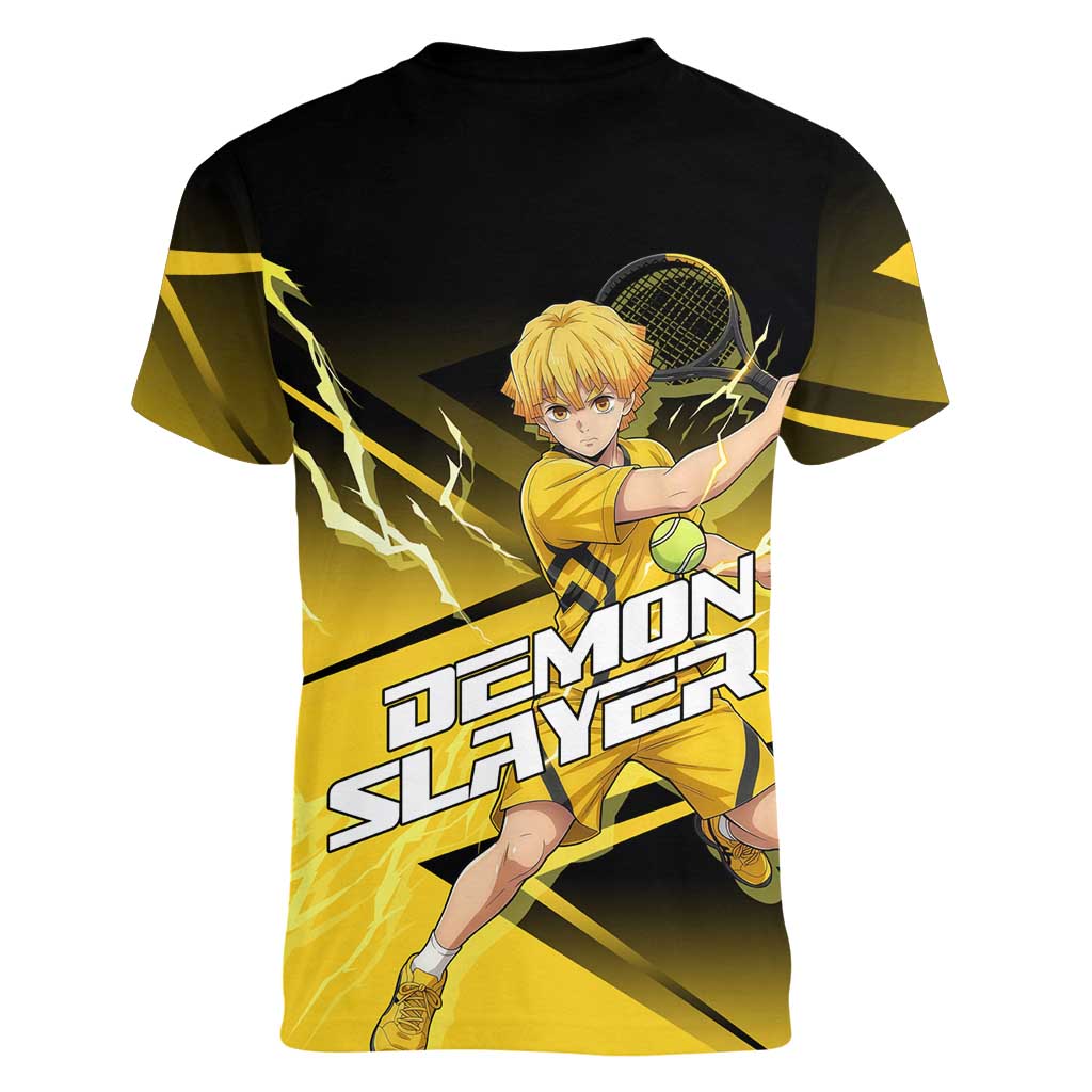Zenitsu Agatsuma Thunder Smash Women V-Neck T-Shirt Sporty Anime Mashup Style