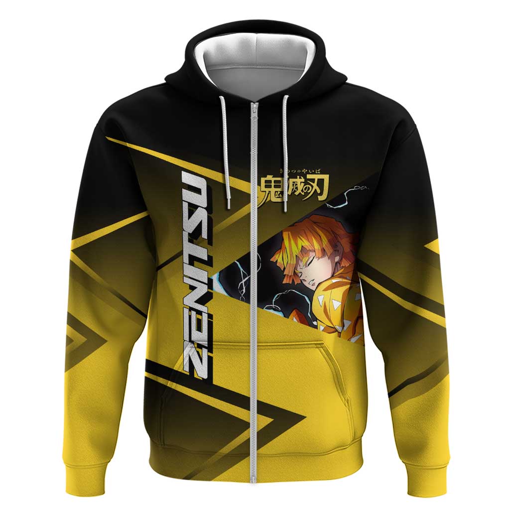 Zenitsu Agatsuma Thunder Smash Zip Hoodie Sporty Anime Mashup Style