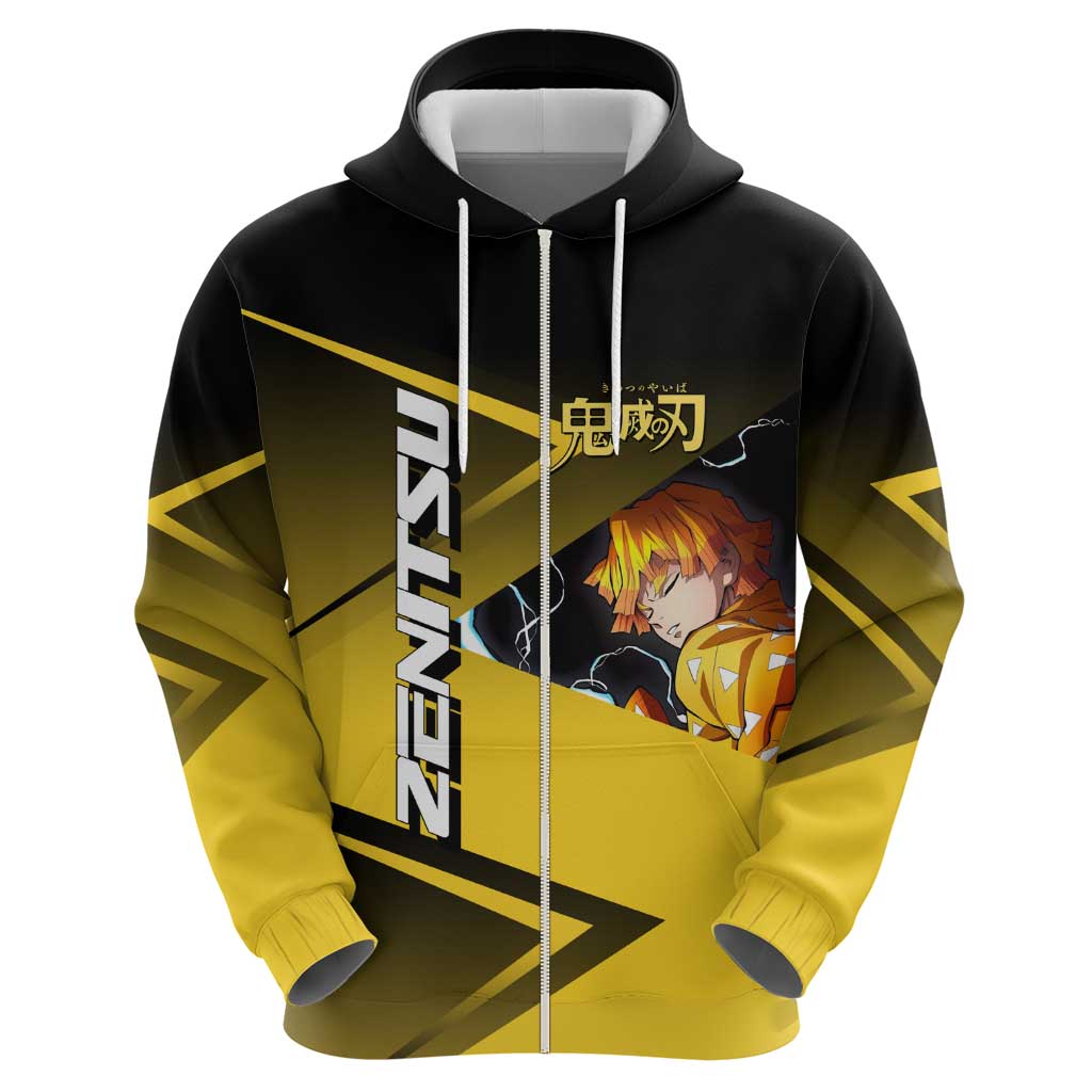 Zenitsu Agatsuma Thunder Smash Zip Hoodie Sporty Anime Mashup Style