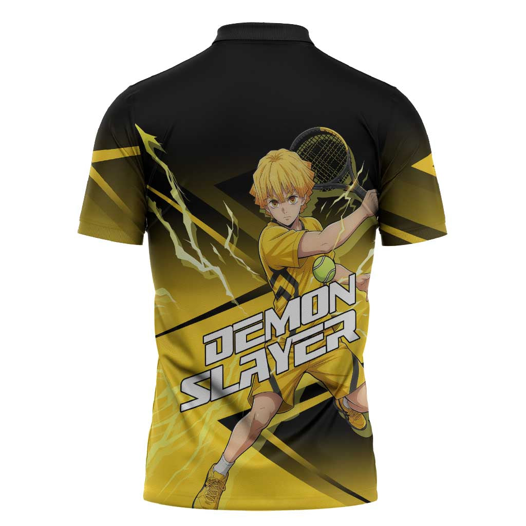 Zenitsu Agatsuma Thunder Smash Zipper Polo Shirt Sporty Anime Mashup Style