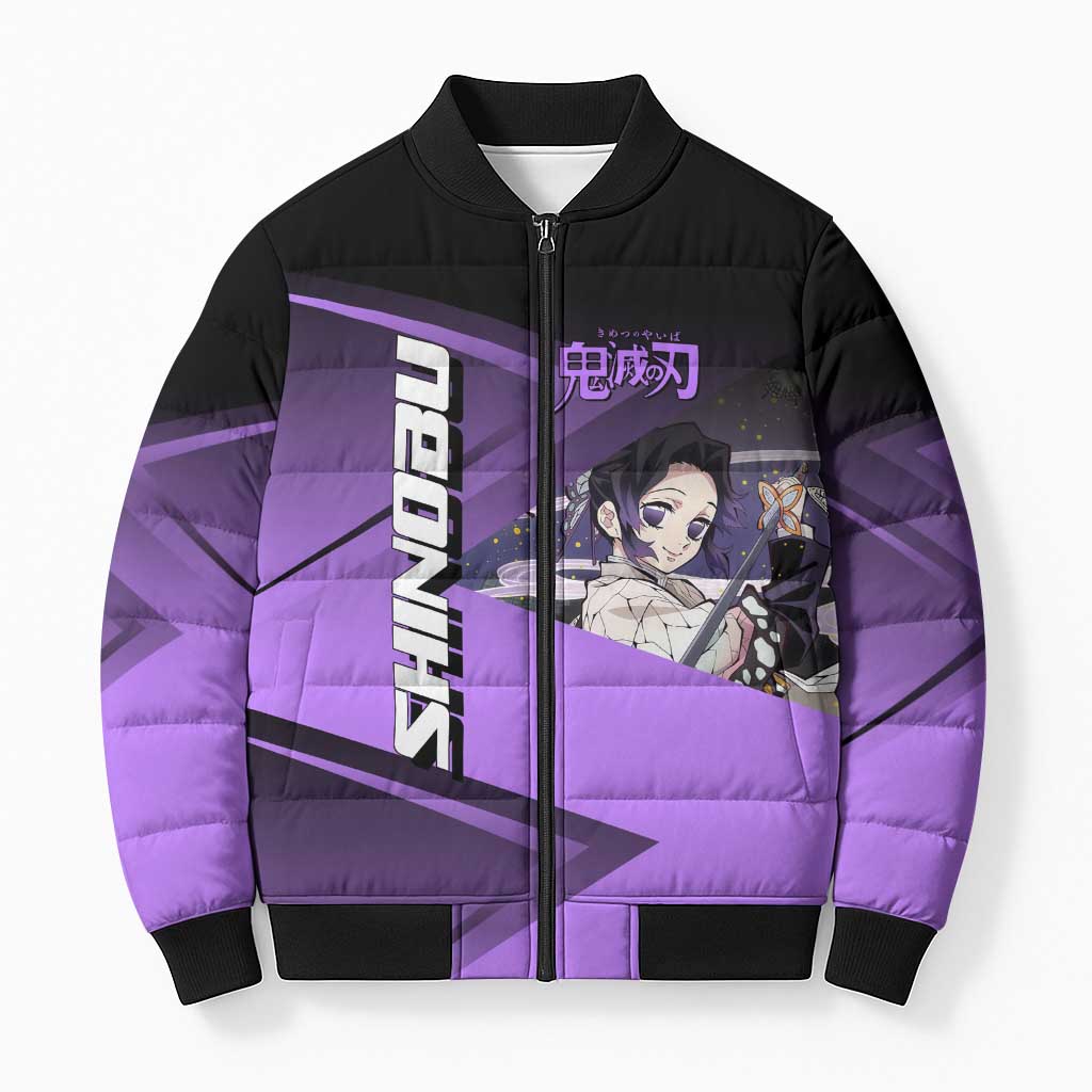 Shinobu Kocho Insect Rally Bomber Puffer Jacket Sporty Anime Mashup Style