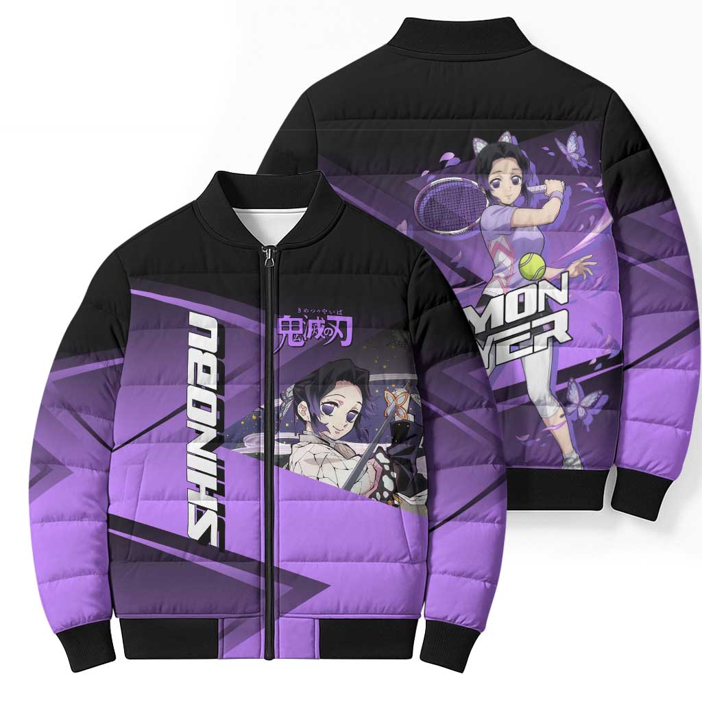 Shinobu Kocho Insect Rally Bomber Puffer Jacket Sporty Anime Mashup Style