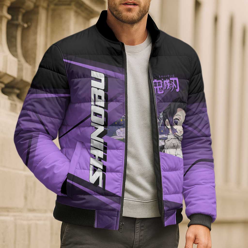 Shinobu Kocho Insect Rally Bomber Puffer Jacket Sporty Anime Mashup Style