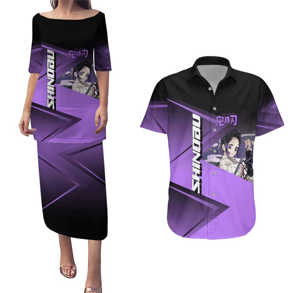 Shinobu Kocho Insect Rally Couples Matching Puletasi and Hawaiian Shirt Sporty Anime Mashup Style
