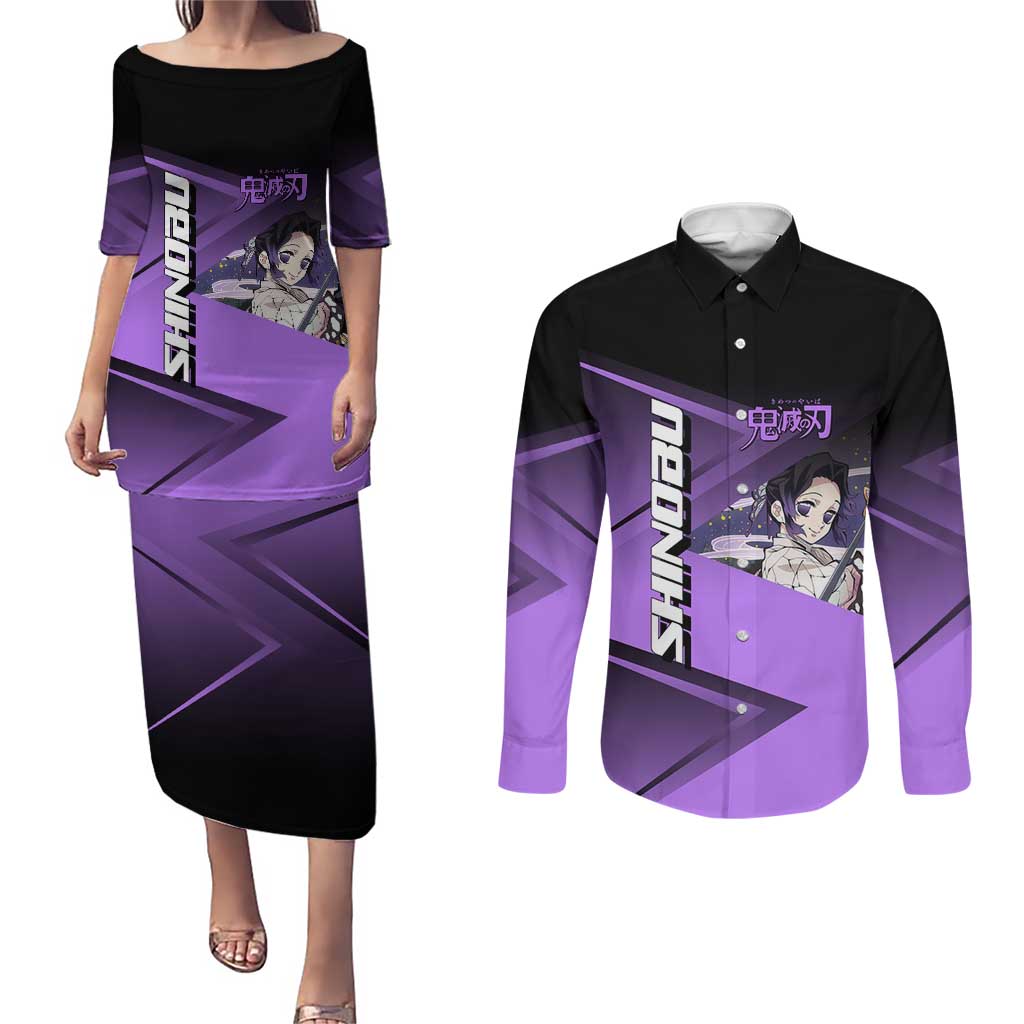 Shinobu Kocho Insect Rally Couples Matching Puletasi and Long Sleeve Button Shirt Sporty Anime Mashup Style