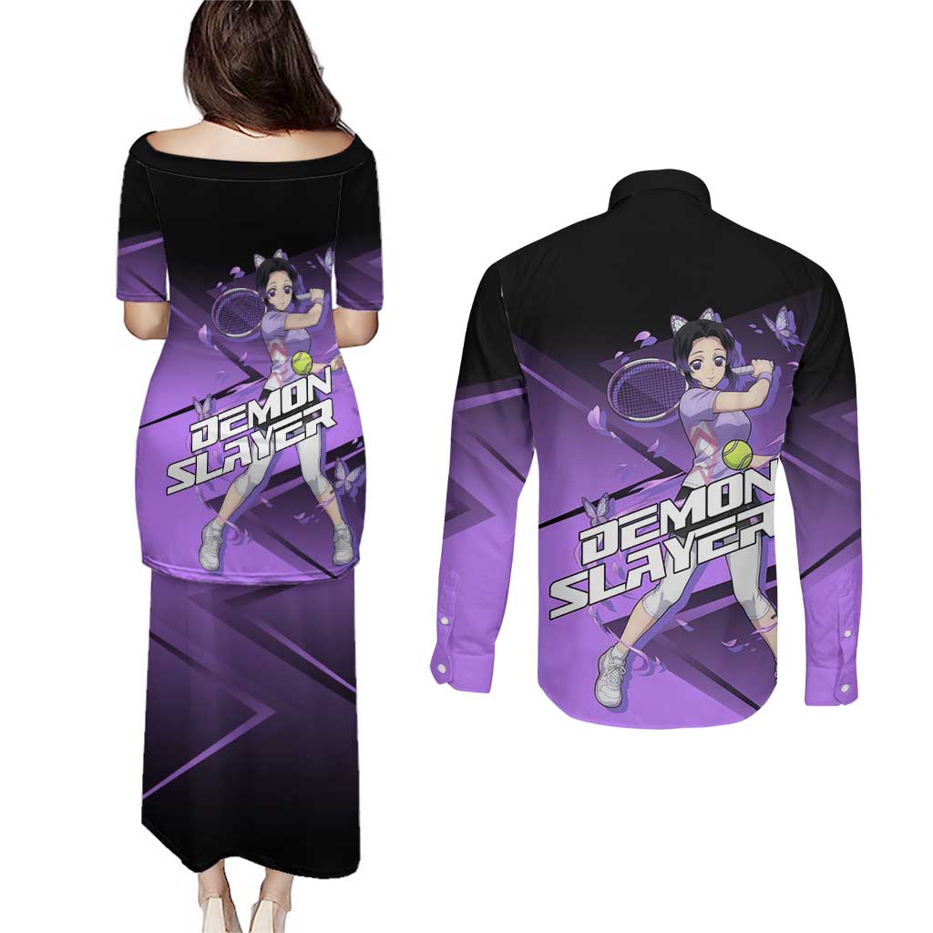 Shinobu Kocho Insect Rally Couples Matching Puletasi and Long Sleeve Button Shirt Sporty Anime Mashup Style