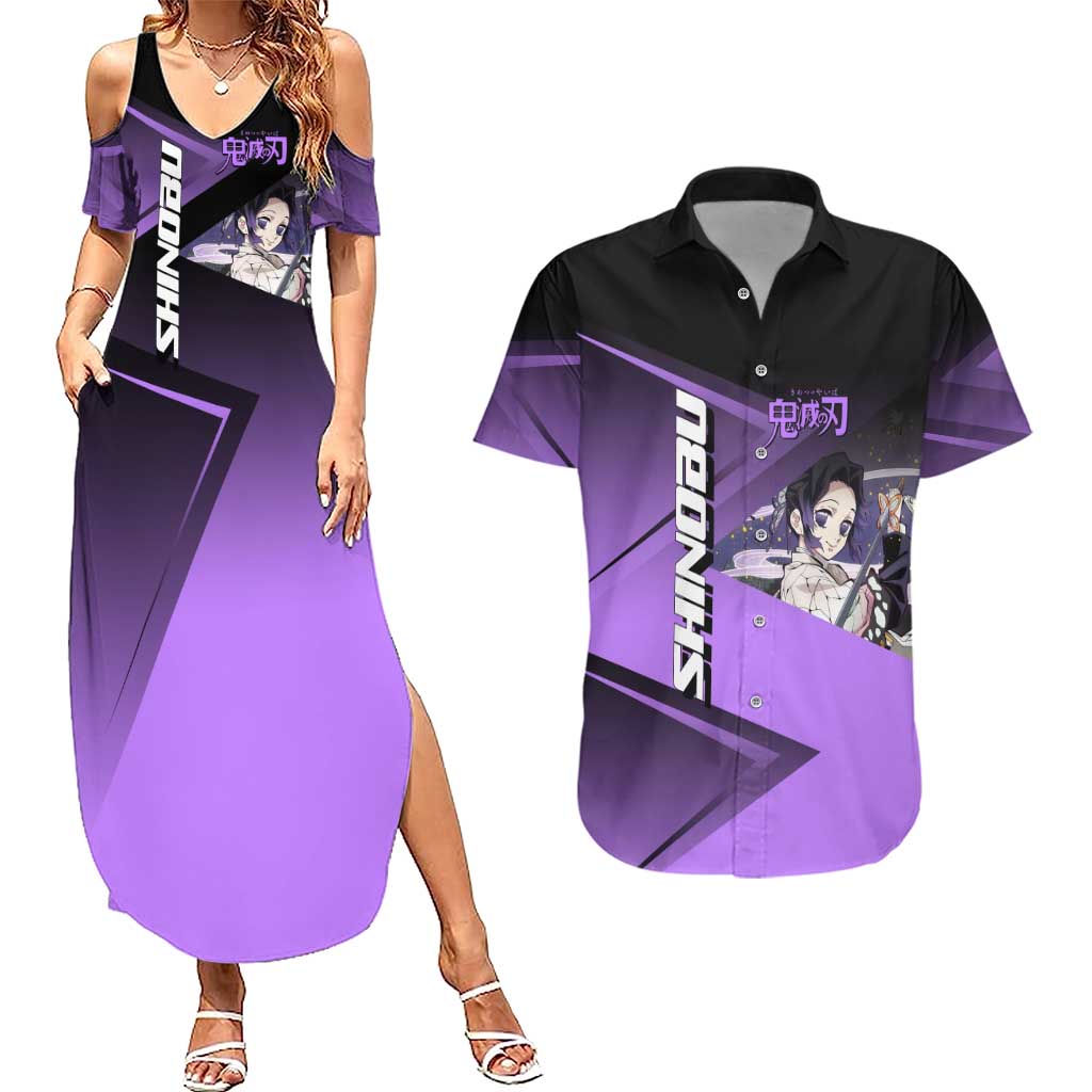 Shinobu Kocho Insect Rally Couples Matching Summer Maxi Dress and Hawaiian Shirt Sporty Anime Mashup Style