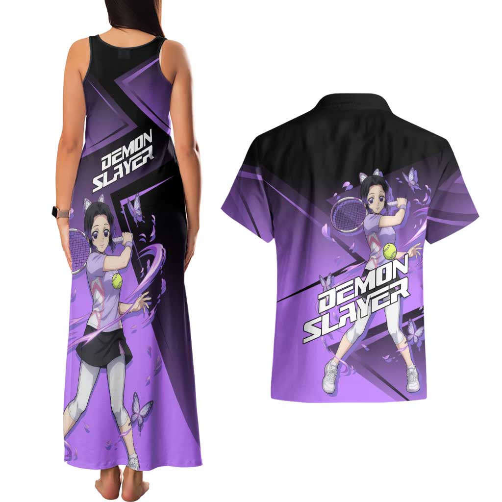 Shinobu Kocho Insect Rally Couples Matching Tank Maxi Dress and Hawaiian Shirt Sporty Anime Mashup Style