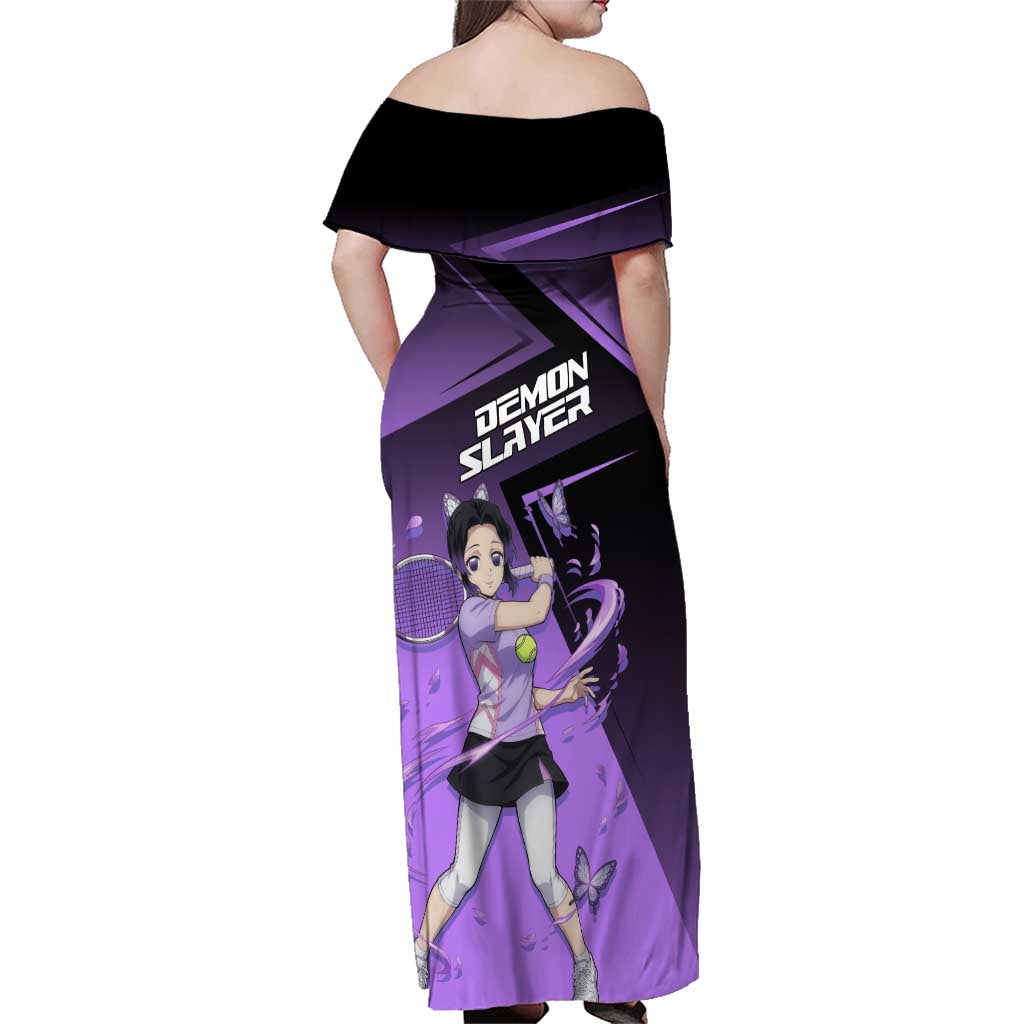 Shinobu Kocho Insect Rally Family Matching Off Shoulder Maxi Dress and Hawaiian Shirt Sporty Anime Mashup Style