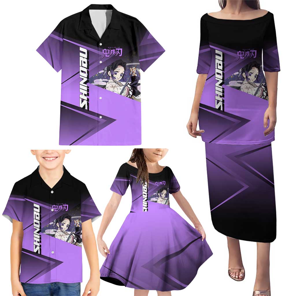 Shinobu Kocho Insect Rally Family Matching Puletasi and Hawaiian Shirt Sporty Anime Mashup Style