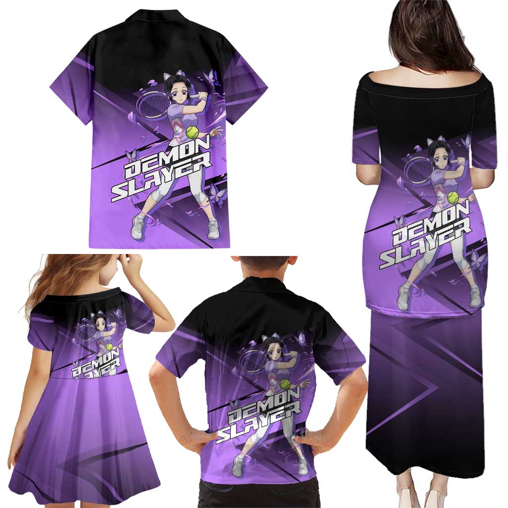 Shinobu Kocho Insect Rally Family Matching Puletasi and Hawaiian Shirt Sporty Anime Mashup Style