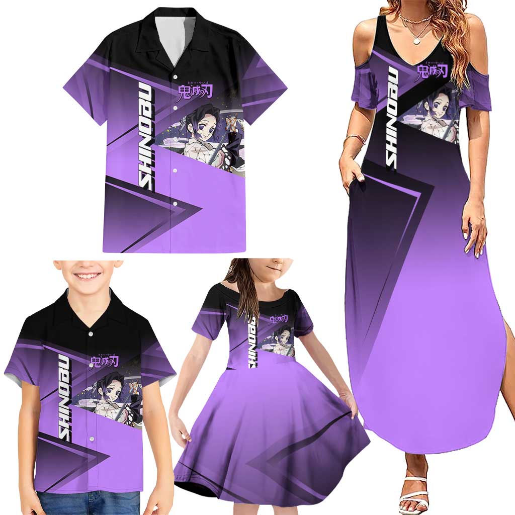 Shinobu Kocho Insect Rally Family Matching Summer Maxi Dress and Hawaiian Shirt Sporty Anime Mashup Style