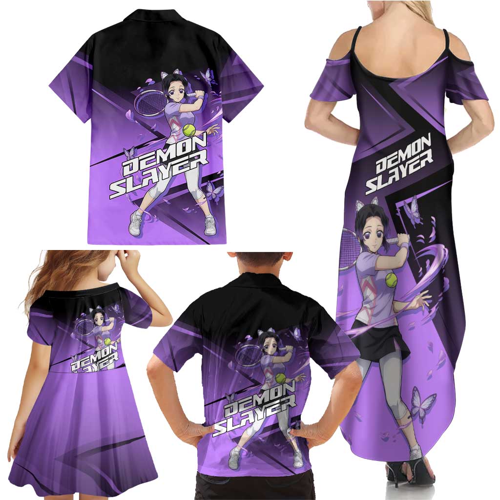 Shinobu Kocho Insect Rally Family Matching Summer Maxi Dress and Hawaiian Shirt Sporty Anime Mashup Style