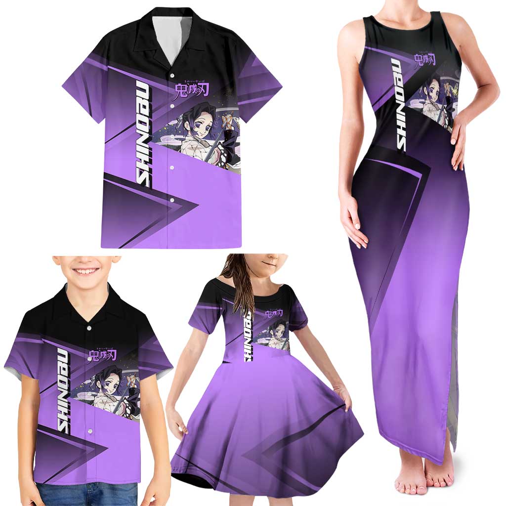 Shinobu Kocho Insect Rally Family Matching Tank Maxi Dress and Hawaiian Shirt Sporty Anime Mashup Style