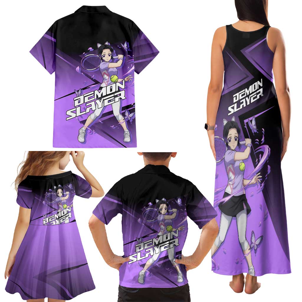 Shinobu Kocho Insect Rally Family Matching Tank Maxi Dress and Hawaiian Shirt Sporty Anime Mashup Style