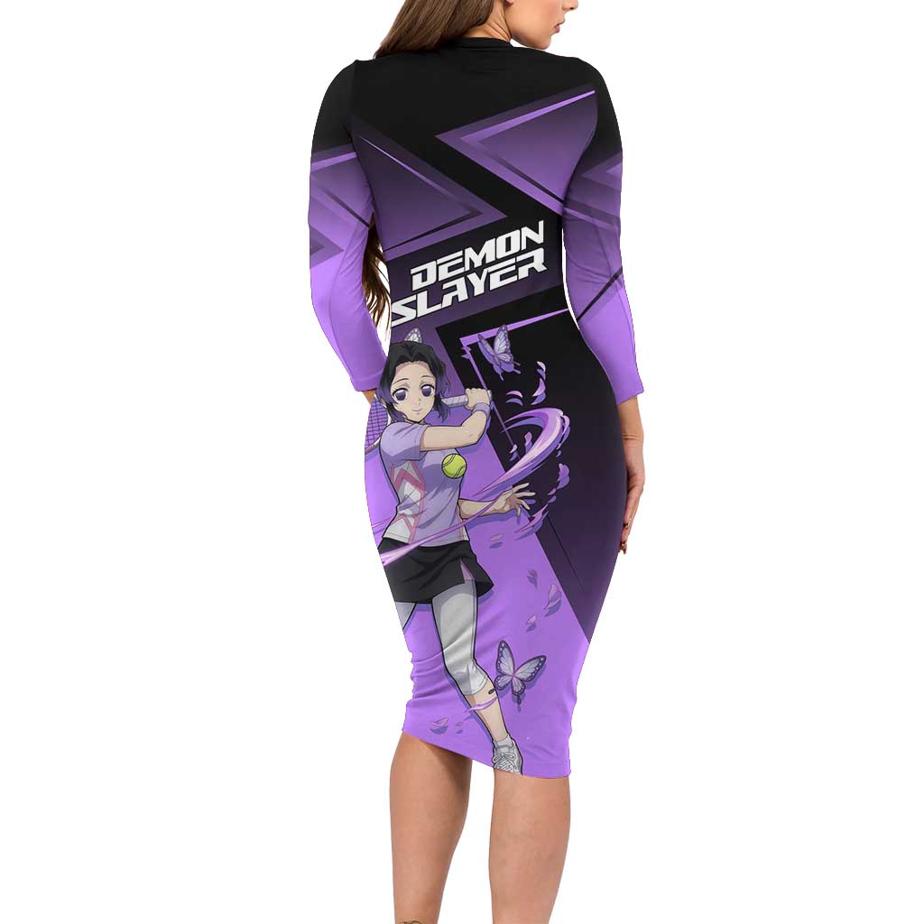 Shinobu Kocho Insect Rally Long Sleeve Bodycon Dress Sporty Anime Mashup Style