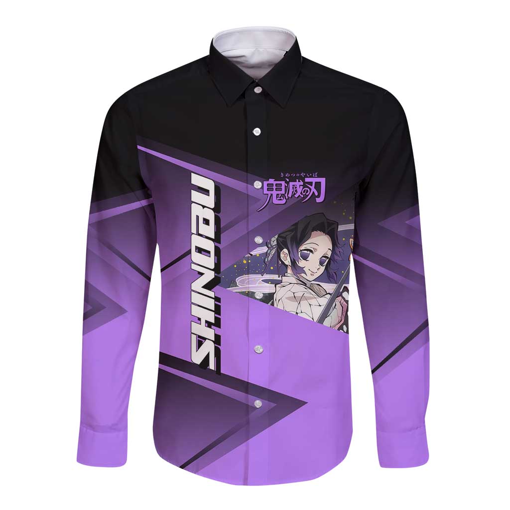 Shinobu Kocho Insect Rally Long Sleeve Button Shirt Sporty Anime Mashup Style