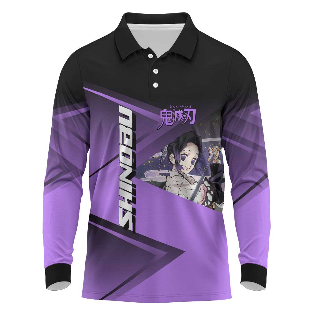 Shinobu Kocho Insect Rally Long Sleeve Polo Shirt Sporty Anime Mashup Style