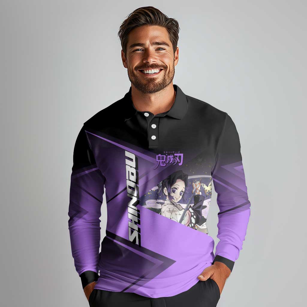 Shinobu Kocho Insect Rally Long Sleeve Polo Shirt Sporty Anime Mashup Style