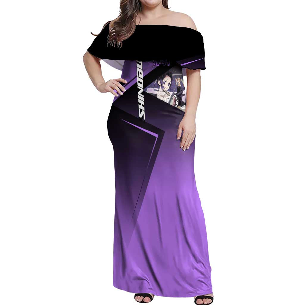 Shinobu Kocho Insect Rally Off Shoulder Maxi Dress Sporty Anime Mashup Style