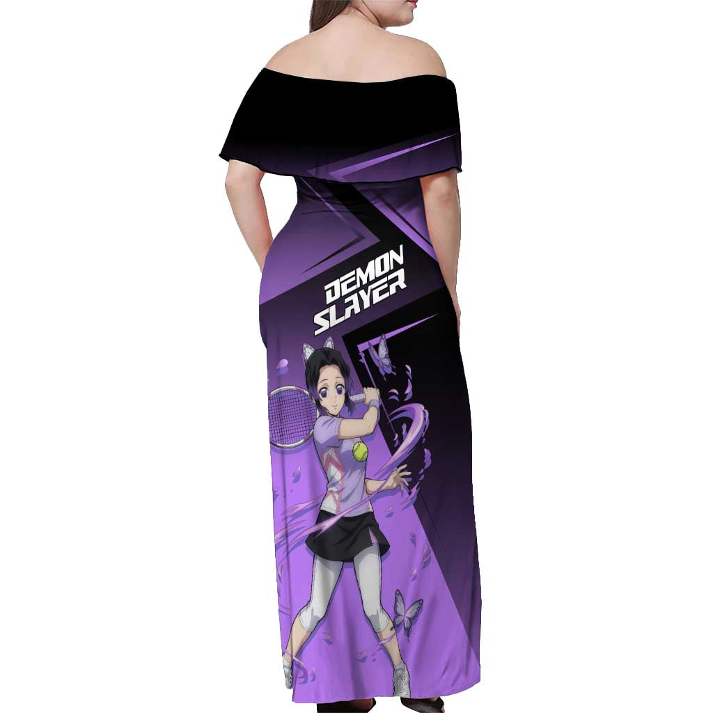 Shinobu Kocho Insect Rally Off Shoulder Maxi Dress Sporty Anime Mashup Style
