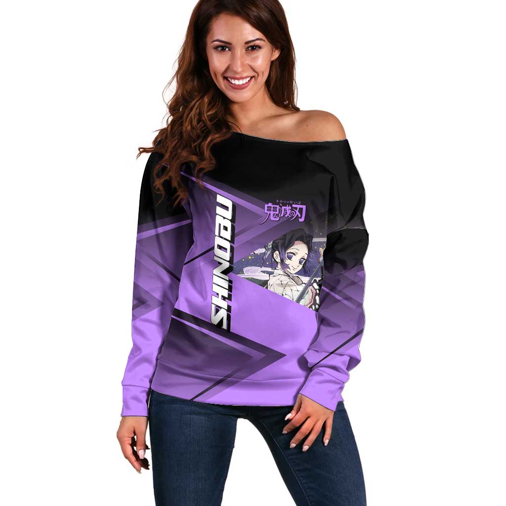 Shinobu Kocho Insect Rally Off Shoulder Sweater Sporty Anime Mashup Style