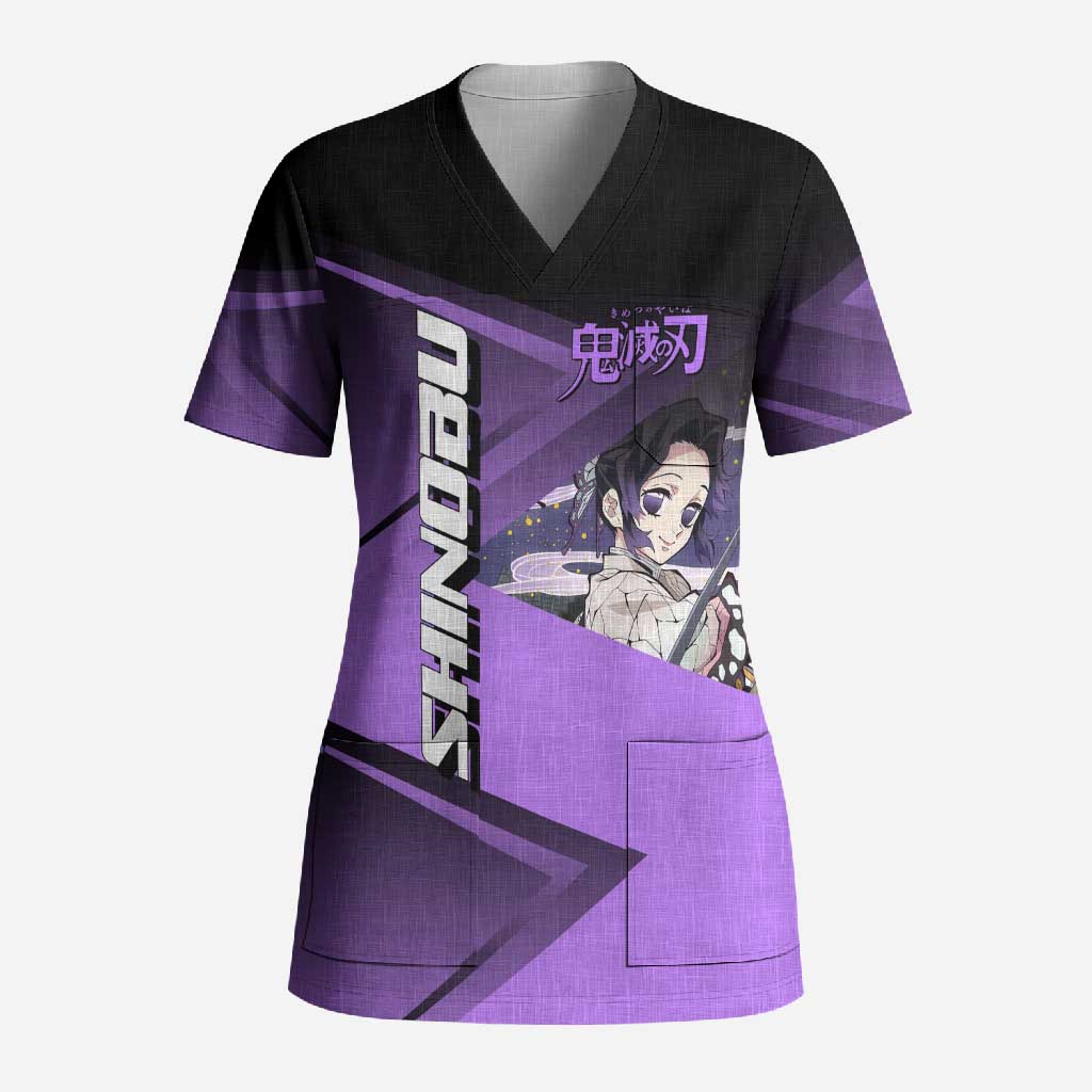 Shinobu Kocho Insect Rally Scrub Top Sporty Anime Mashup Style