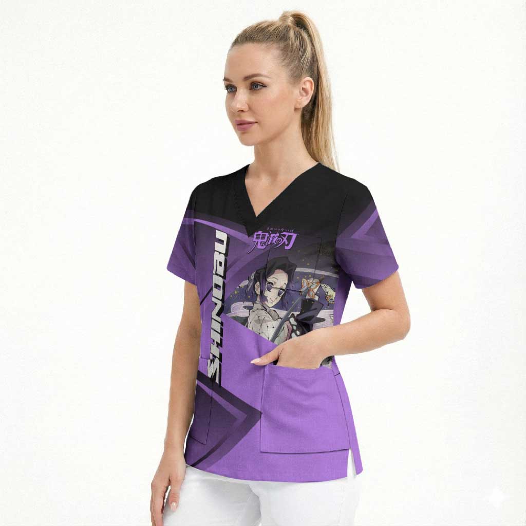 Shinobu Kocho Insect Rally Scrub Top Sporty Anime Mashup Style