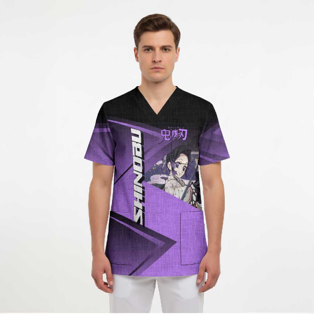 Shinobu Kocho Insect Rally Scrub Top Sporty Anime Mashup Style