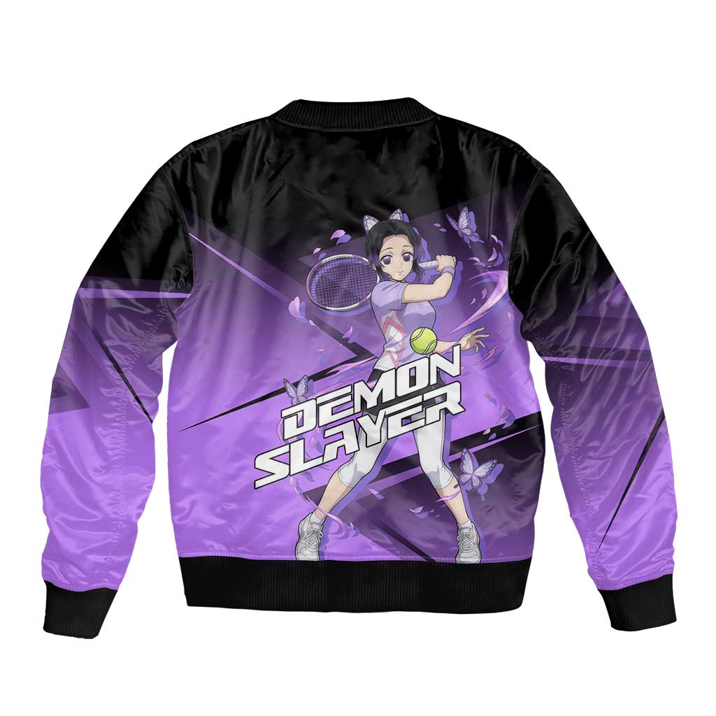 Shinobu Kocho Insect Rally Sleeve Zip Bomber Jacket Sporty Anime Mashup Style