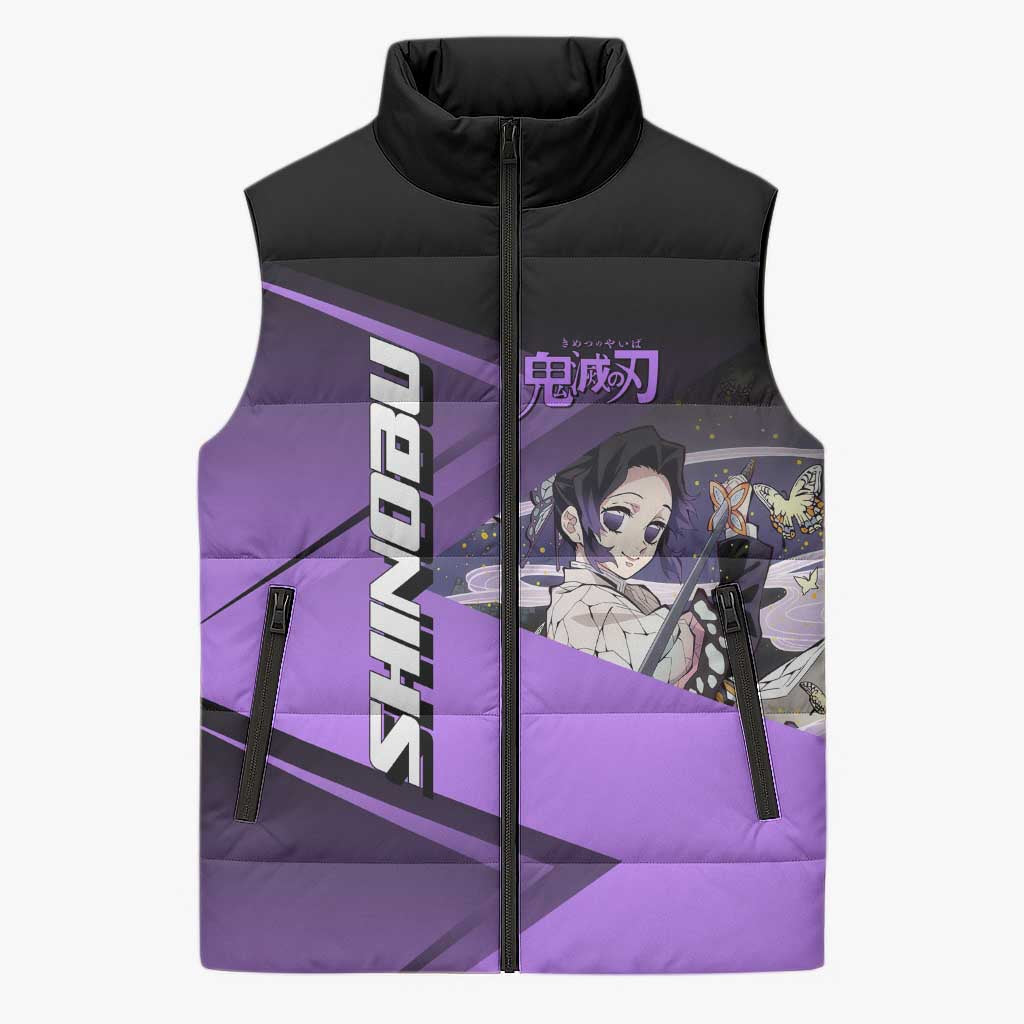 Shinobu Kocho Insect Rally Sleeveless Puffer Jacket Sporty Anime Mashup Style