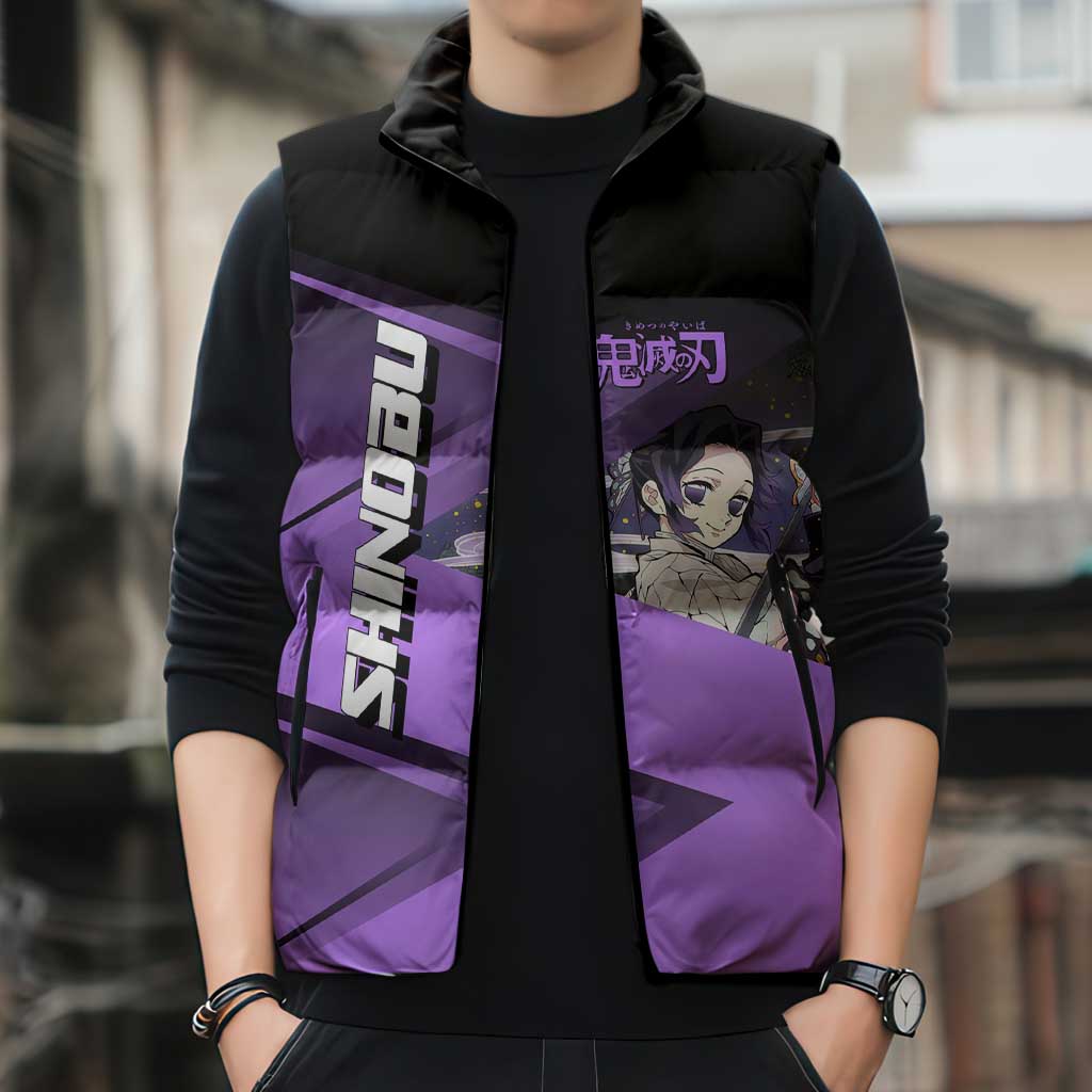 Shinobu Kocho Insect Rally Sleeveless Puffer Jacket Sporty Anime Mashup Style