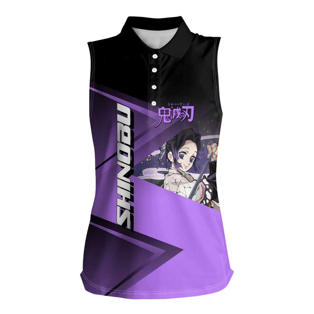 Shinobu Kocho Insect Rally Women Sleeveless Polo Shirt Sporty Anime Mashup Style