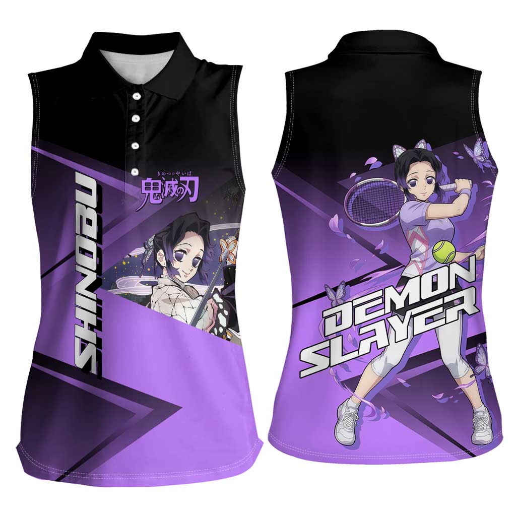 Shinobu Kocho Insect Rally Women Sleeveless Polo Shirt Sporty Anime Mashup Style