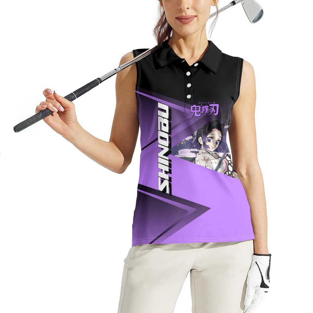 Shinobu Kocho Insect Rally Women Sleeveless Polo Shirt Sporty Anime Mashup Style