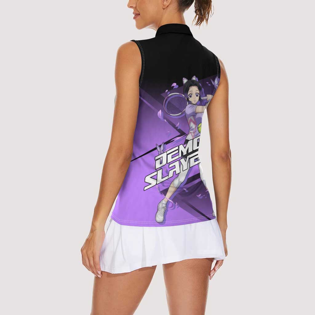 Shinobu Kocho Insect Rally Women Sleeveless Polo Shirt Sporty Anime Mashup Style