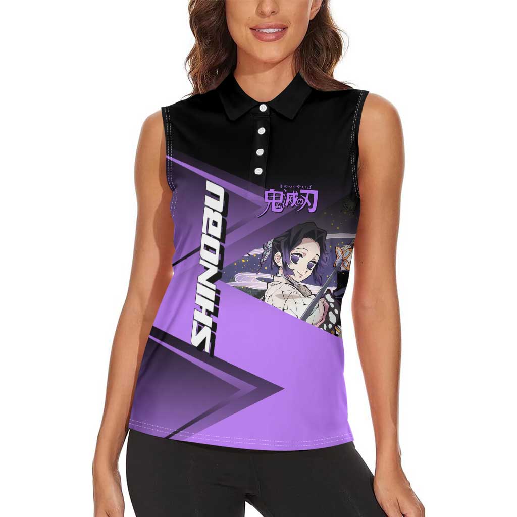 Shinobu Kocho Insect Rally Women Sleeveless Polo Shirt Sporty Anime Mashup Style