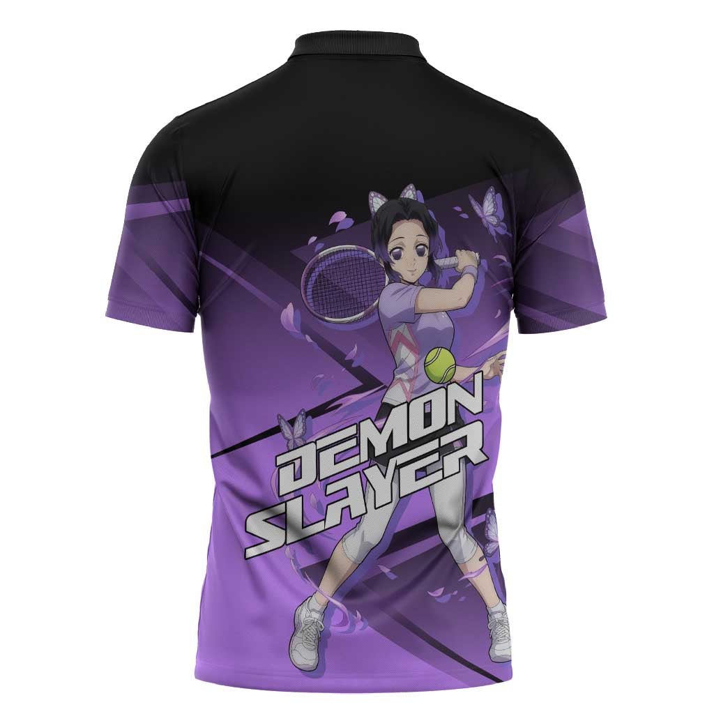 Shinobu Kocho Insect Rally Zipper Polo Shirt Sporty Anime Mashup Style