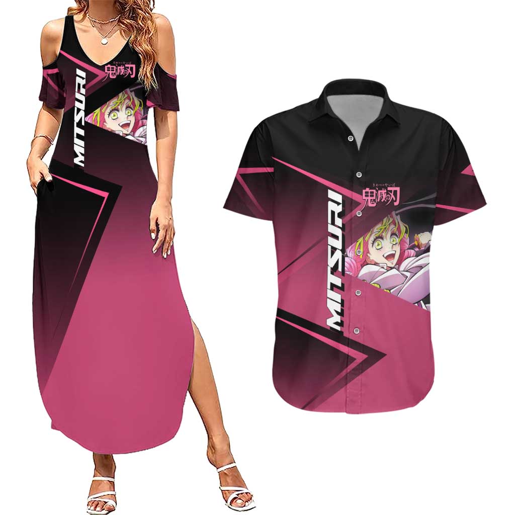 Mitsuri Kanroji Love Volley Couples Matching Summer Maxi Dress and Hawaiian Shirt Sporty Anime Mashup Style