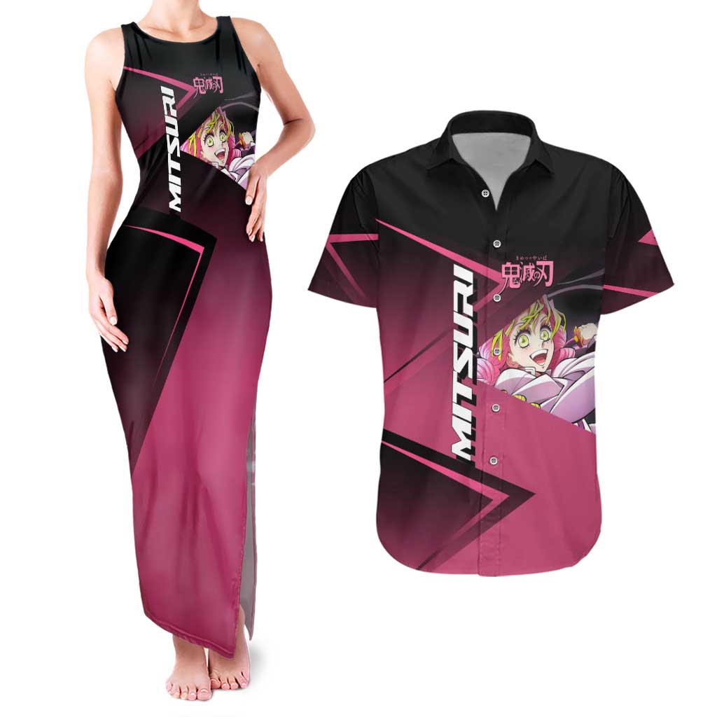 Mitsuri Kanroji Love Volley Couples Matching Tank Maxi Dress and Hawaiian Shirt Sporty Anime Mashup Style