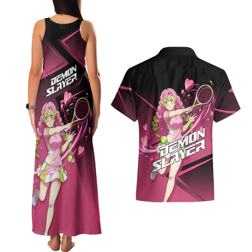 Mitsuri Kanroji Love Volley Couples Matching Tank Maxi Dress and Hawaiian Shirt Sporty Anime Mashup Style