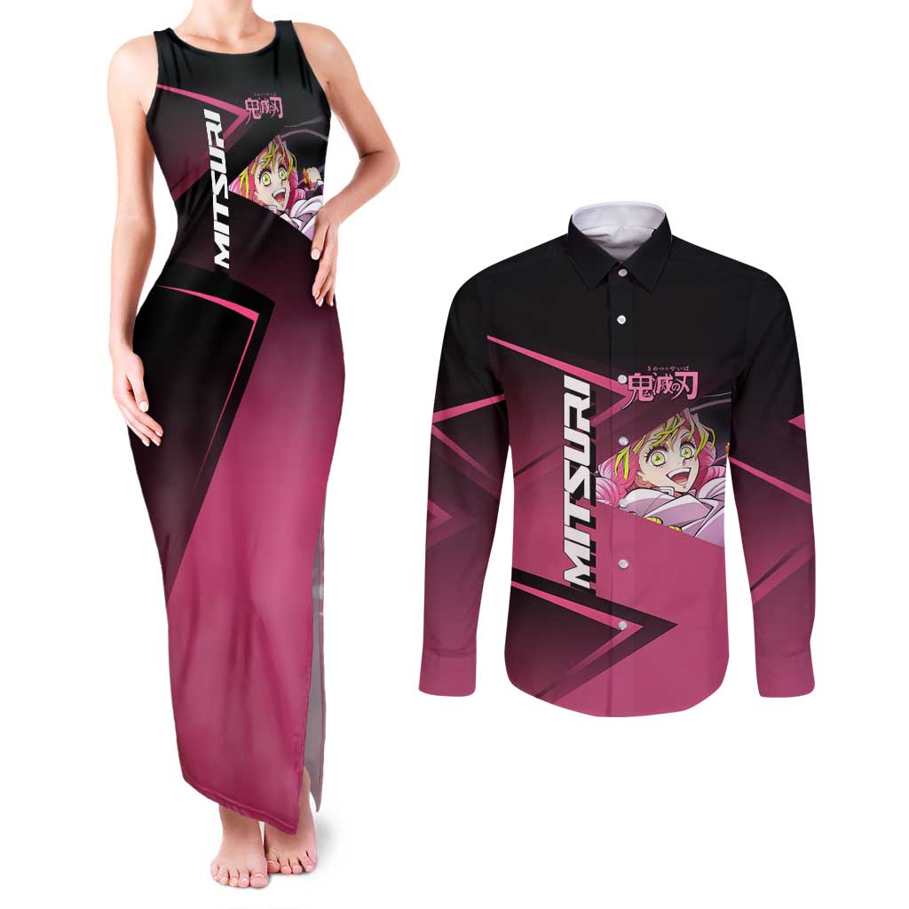 Mitsuri Kanroji Love Volley Couples Matching Tank Maxi Dress and Long Sleeve Button Shirt Sporty Anime Mashup Style