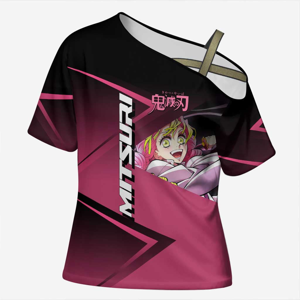 Mitsuri Kanroji Love Volley Cross Shoulder Shirt Sporty Anime Mashup Style