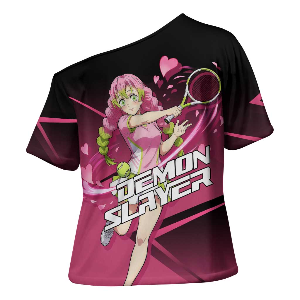 Mitsuri Kanroji Love Volley Cross Shoulder Shirt Sporty Anime Mashup Style