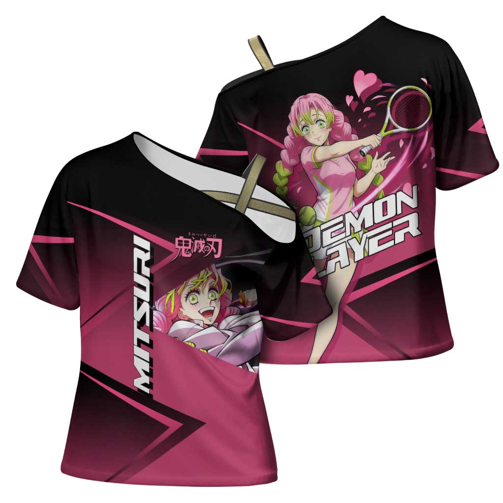 Mitsuri Kanroji Love Volley Cross Shoulder Shirt Sporty Anime Mashup Style